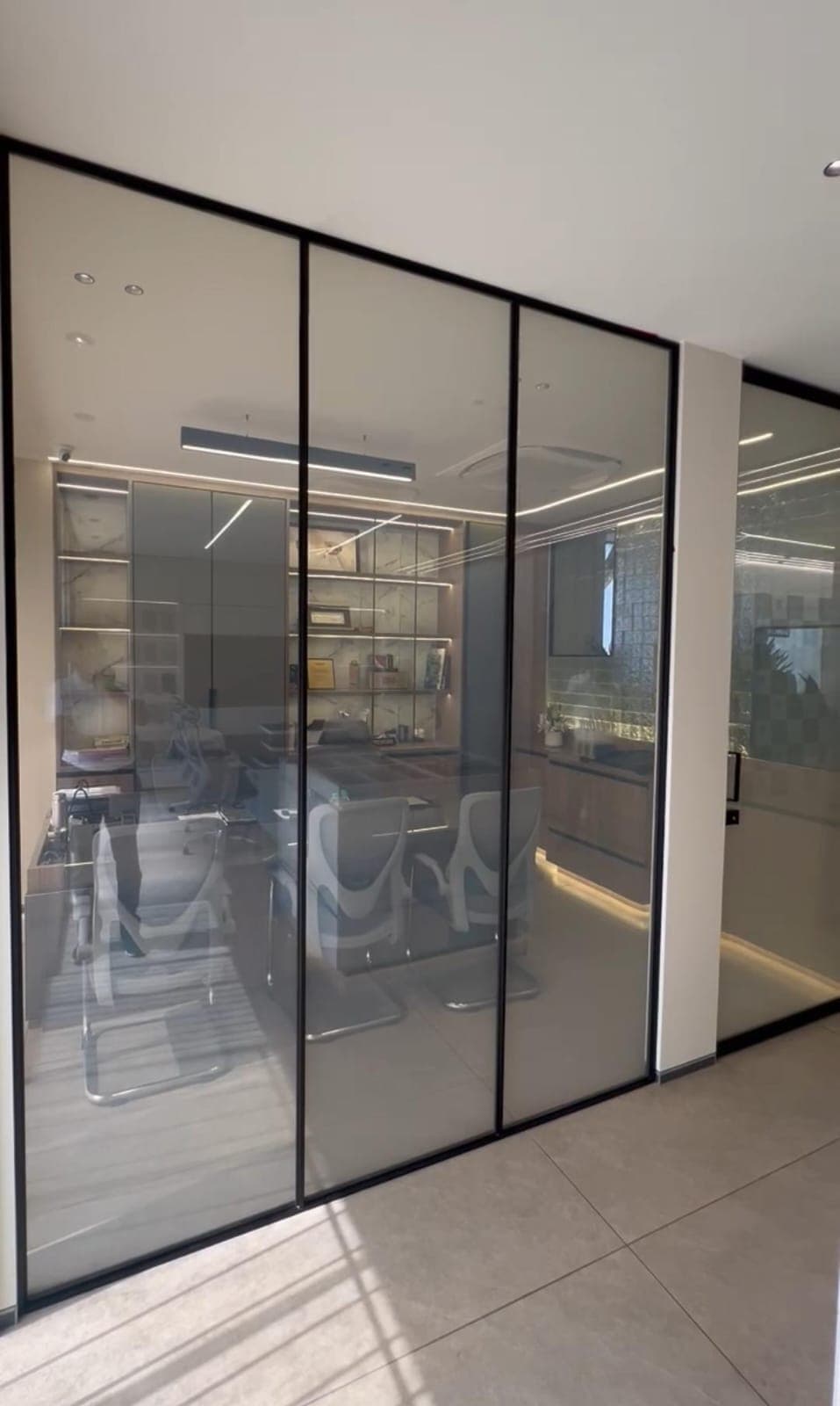 Glass meeting-room partition fitted by Fabrockers in Bengaluru